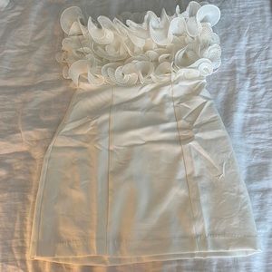 White OTS Ruffle Dress